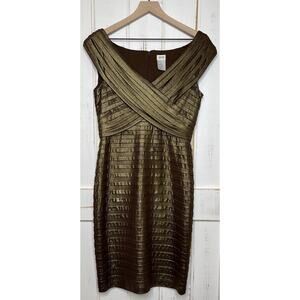 Vintage Cache Y2K Bandage Bodycon Dress Copper Brown Metallic Shimmer Size 10